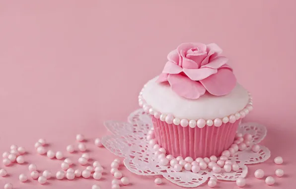 Decoration, pink, cream, pink, sweet, cupcake, cupcake, baby