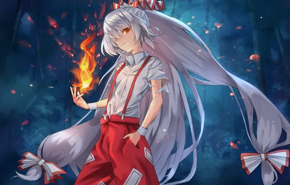 Girl, fire, Touhou, Touhou