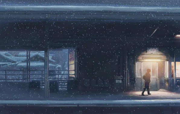 Picture snow, station, 5 centimeters per second