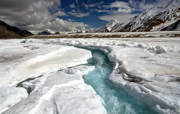 Snow, mountains, nature