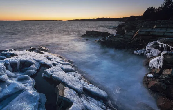 Picture sea, rocks, ice, Canada