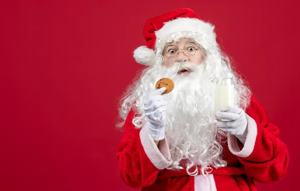 Glass, pose, hands, milk, cookies, glasses, Christmas, New year