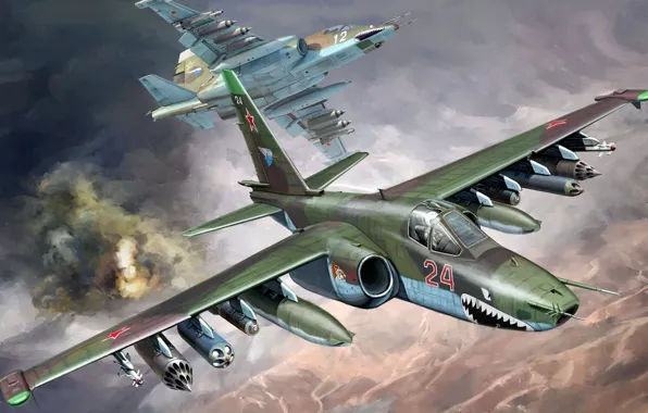 Picture THE SOVIET AIR FORCE, Sukhoi, Su-25, Frogfoot, Attack, armored subsonic military aircraft, the war in …