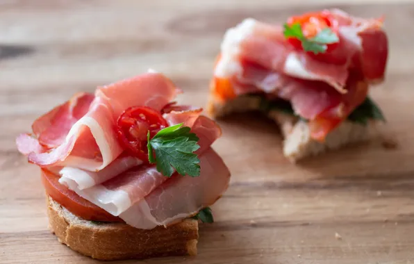 Sandwich, appetizer, ham