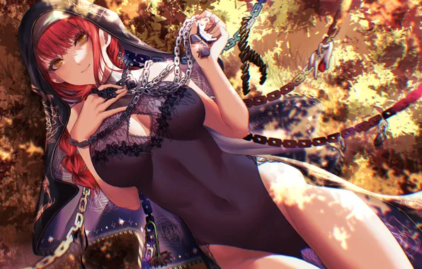 Girl, chain, Chainsaw Man, Makima, nun's attire