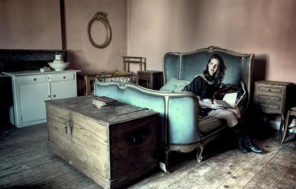 Girl, room, furniture