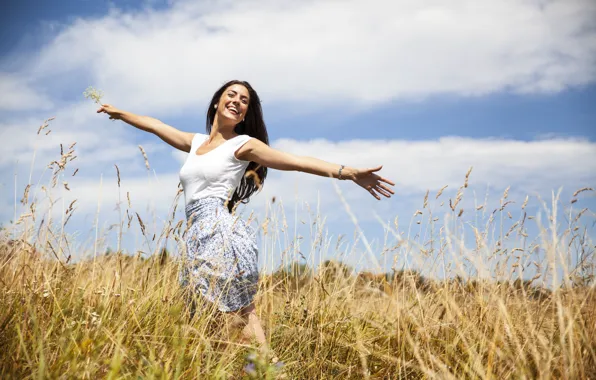 Picture field, summer, girl, nature