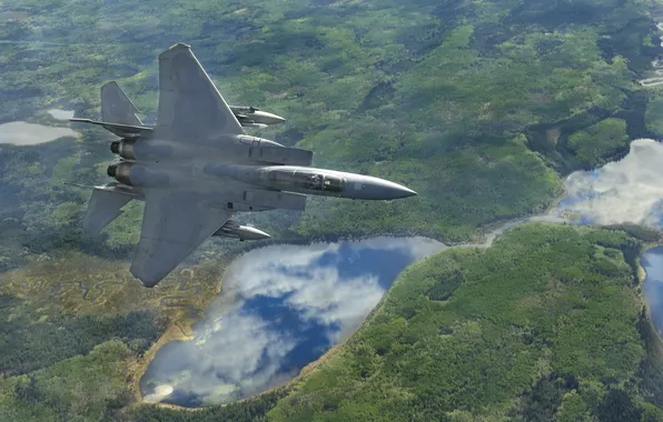 Picture flight, landscape, fighter, Eagle, tactical, "Eagle", F-15C