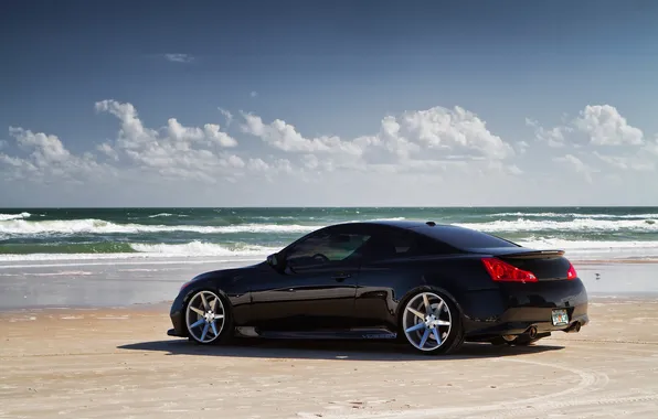 Picture sea, beach, black, before, infiniti, black, infiniti, vossen