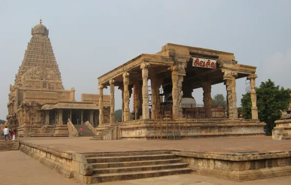 Picture landscape, temple, at thanjavur