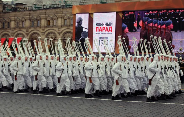 Holiday, area, soldiers, parade, May 9, marching