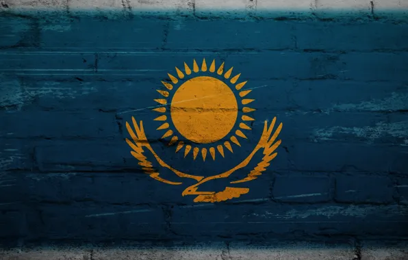 Picture wall, flag, texture, Kazakhstan