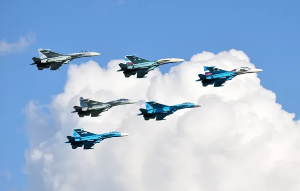 The sky, fighters, flight, Su-27