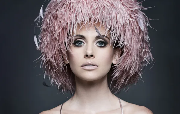 Look, style, background, hat, portrait, feathers, makeup, actress