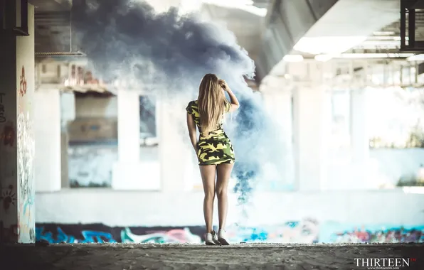 Girl, smoke, back, photographer, girl, photography, photographer, Thirteen