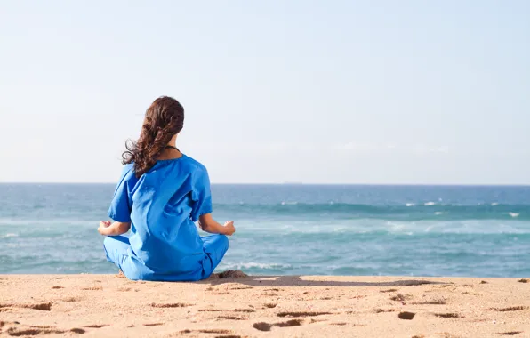 Picture sea, girl, relax, yoga