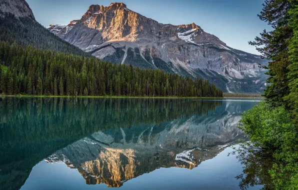 Forest, mountains, lake, reflection, Canada, Canada, British Columbia, British Columbia