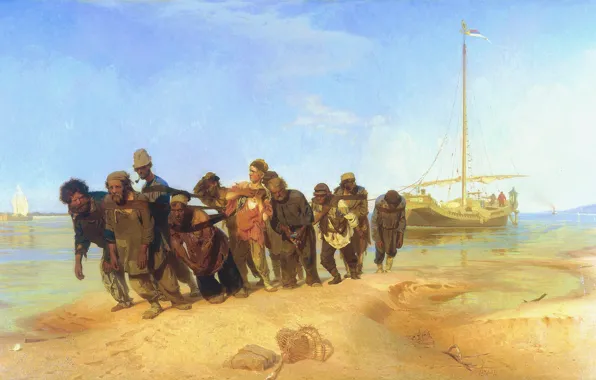 Picture, Repin, barge haulers on the Volga