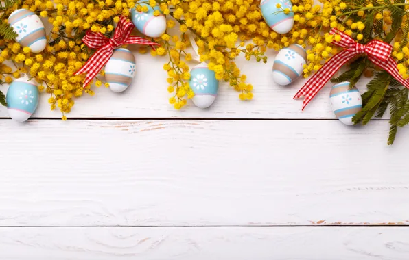 Flowers, holiday, eggs, Easter, Mimosa