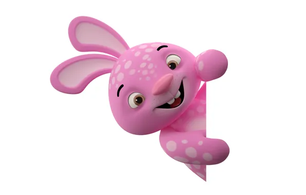 Character, monster, smile, rabbit, pink, funny, cute