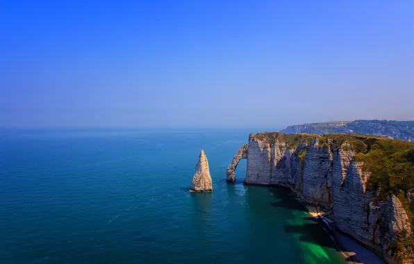 Shore, France, horizon, rock, blue sky, Etretat, Étretat, more