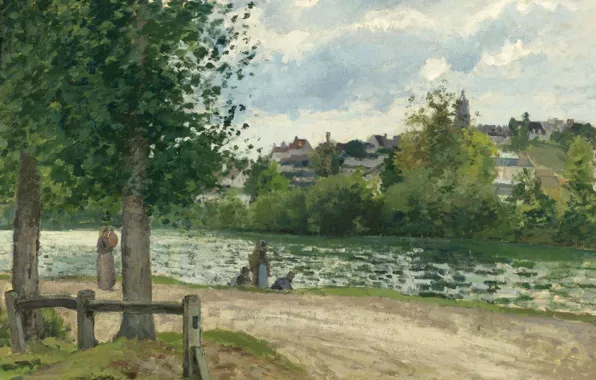 Picture landscape, nature, picture, Camille Pissarro, The banks of the River Oise in PONTOISE