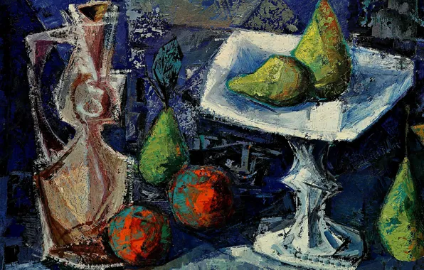 Apples, food, picture, vase, fruit, still life, pear