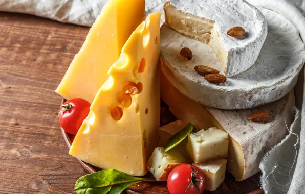 Picture cheese, nuts, tomatoes
