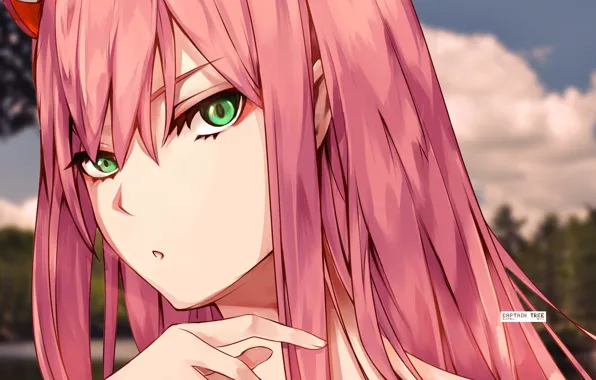 Girl, retouching, Darling in the FranXX, Zero Two, by Captain-Tree