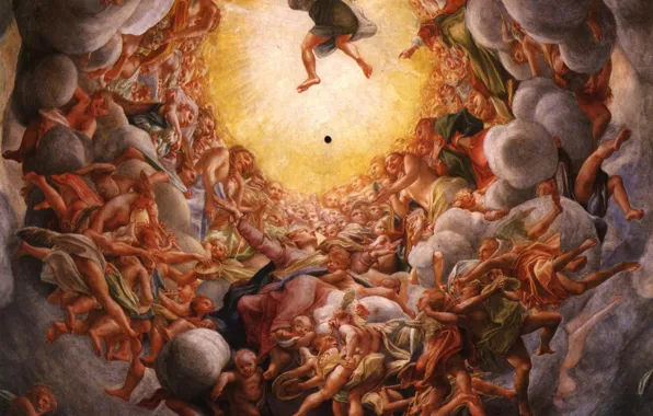 Picture clouds, people, Antonio Allegri Correggio, Italian painting, Golden Day