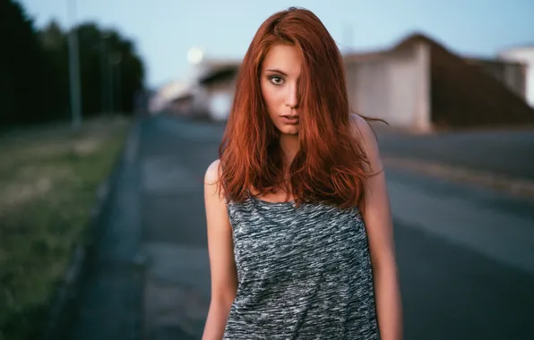 Look, girl, street, model, hair, portrait, Mike, red