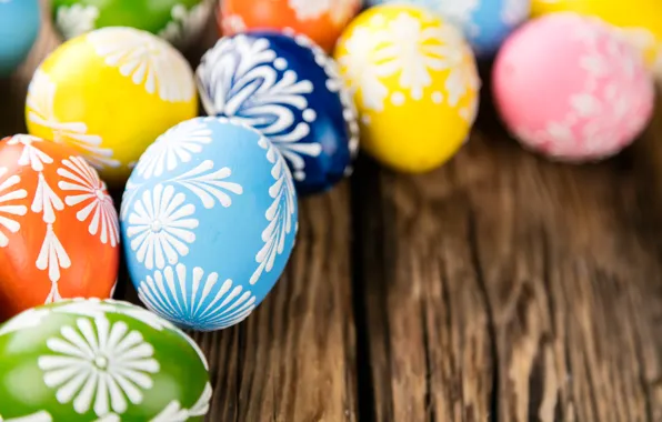 Picture eggs, spring, colorful, Easter, happy, wood, spring, Easter