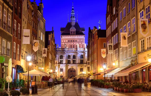 Night, lights, street, building, home, excerpt, Poland, lights