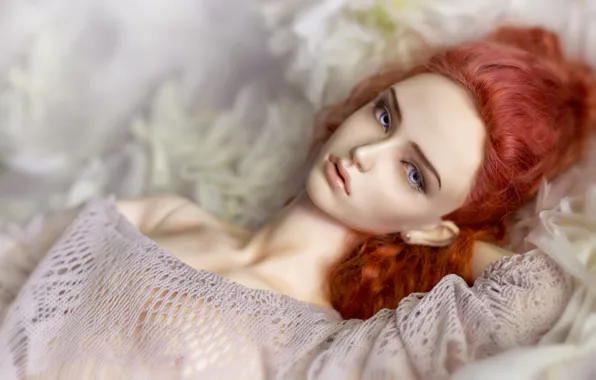 Girl, doll, red