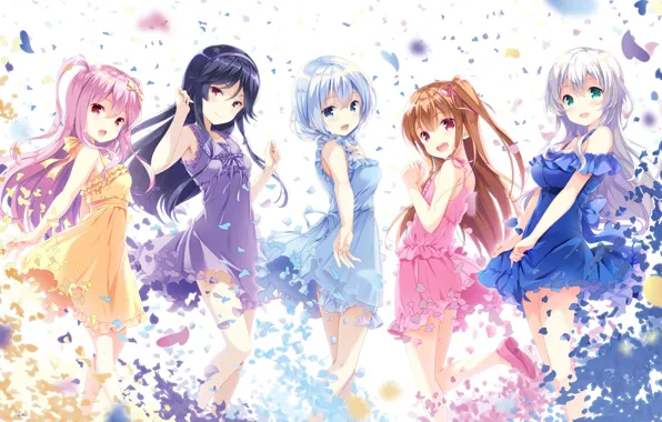 Joy, girls, anime, petals, art, ohara tometa, girlfriend, Murakami fumio