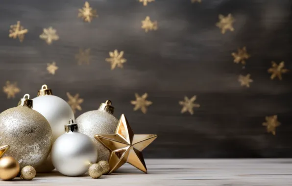 Balls, lights, Christmas, New year, bokeh, Christmas decorations, silver, clean space