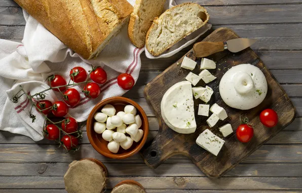 Table, cheese, tomatoes