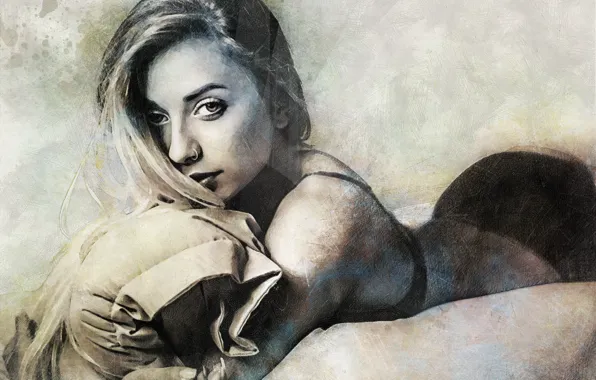 Look, girl, hair, art