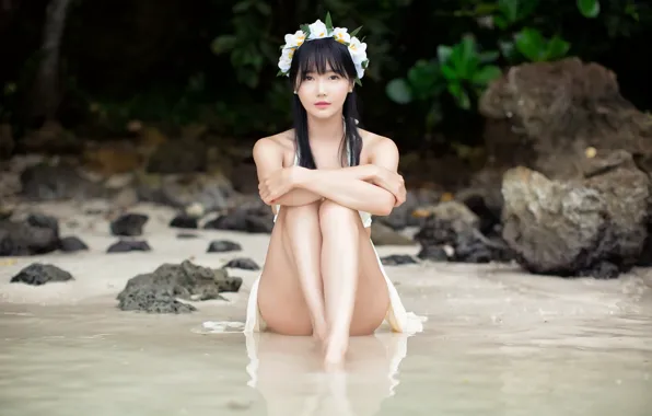 Picture girl, sexy, beach, long hair, nature, smile, beautiful, pretty