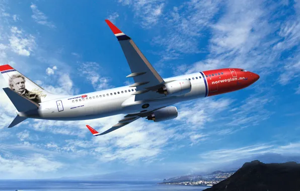 The sky, The plane, Boeing, Aviation, 737, Flies, Airliner, Norwegian Air
