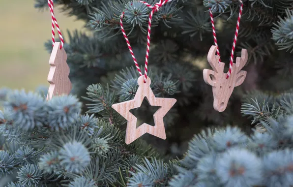 Holiday, Christmas, New Year, christmas, Tree, New Year, decorations, Wooden toys