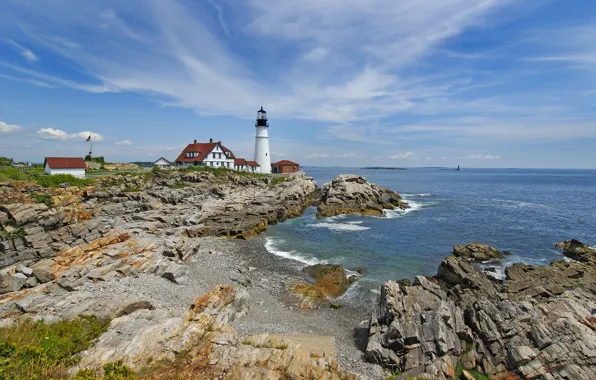 Sea, landscape, lighthouse