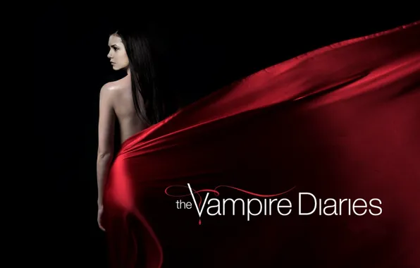 Actress, brunette, the series, black background, Nina Dobrev, Nina Dobrev, The Vampire Diaries, The vampire …