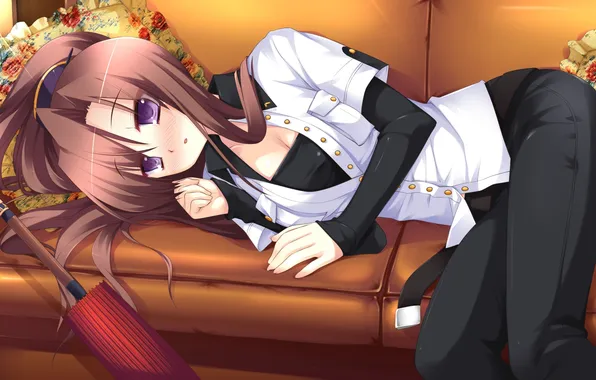 Look, girl, sofa, umbrella, lies, art, Hyper Highspeed Genius