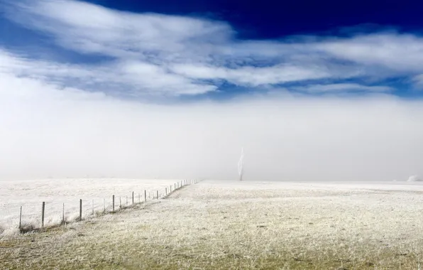 The sky, landscape, fog, tree, Wallpaper, the fence