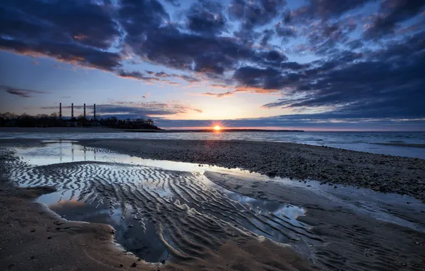Sea, landscape, sunset