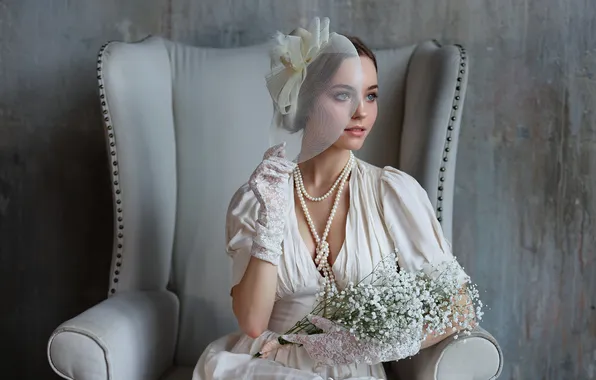Look, gloves, blue eyes, pretty, lips, face, Luba, Albina Khusainova