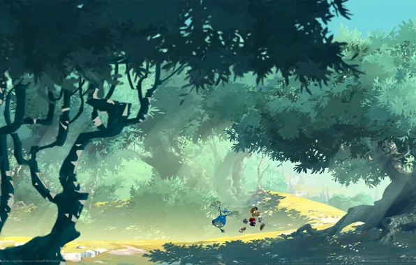 Road, forest, trees, the game, game wallpapers, Rayman legends