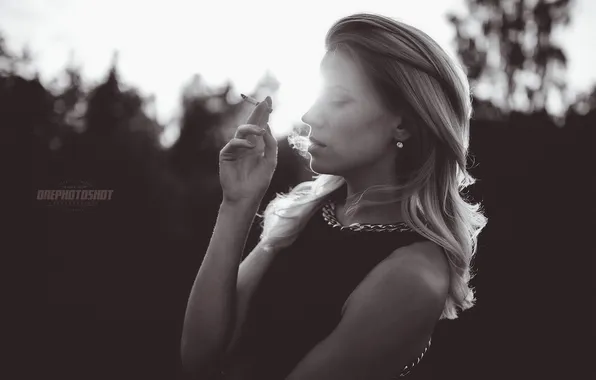 Picture girl, smoke, cigarette