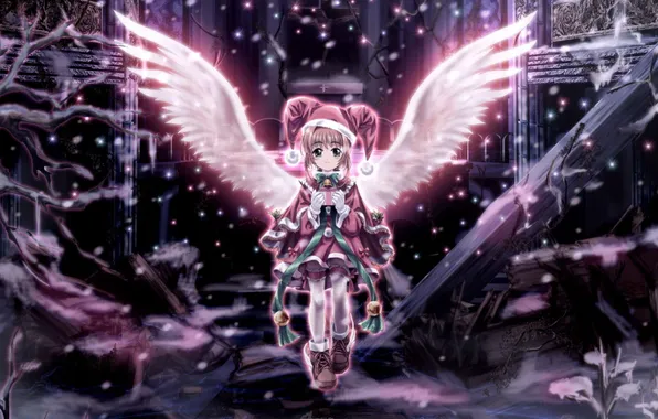 Picture gift, angel, anime, Christmas